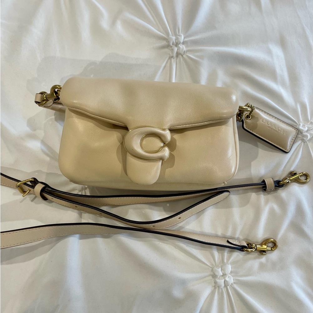 Coach Women's Pillow Tabby 18 Leather Shoulder Bag - Ivory